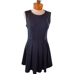 Size Medium Patrizia Luca Milano Fit & Flare Dress Black Faux Leather Gothcore